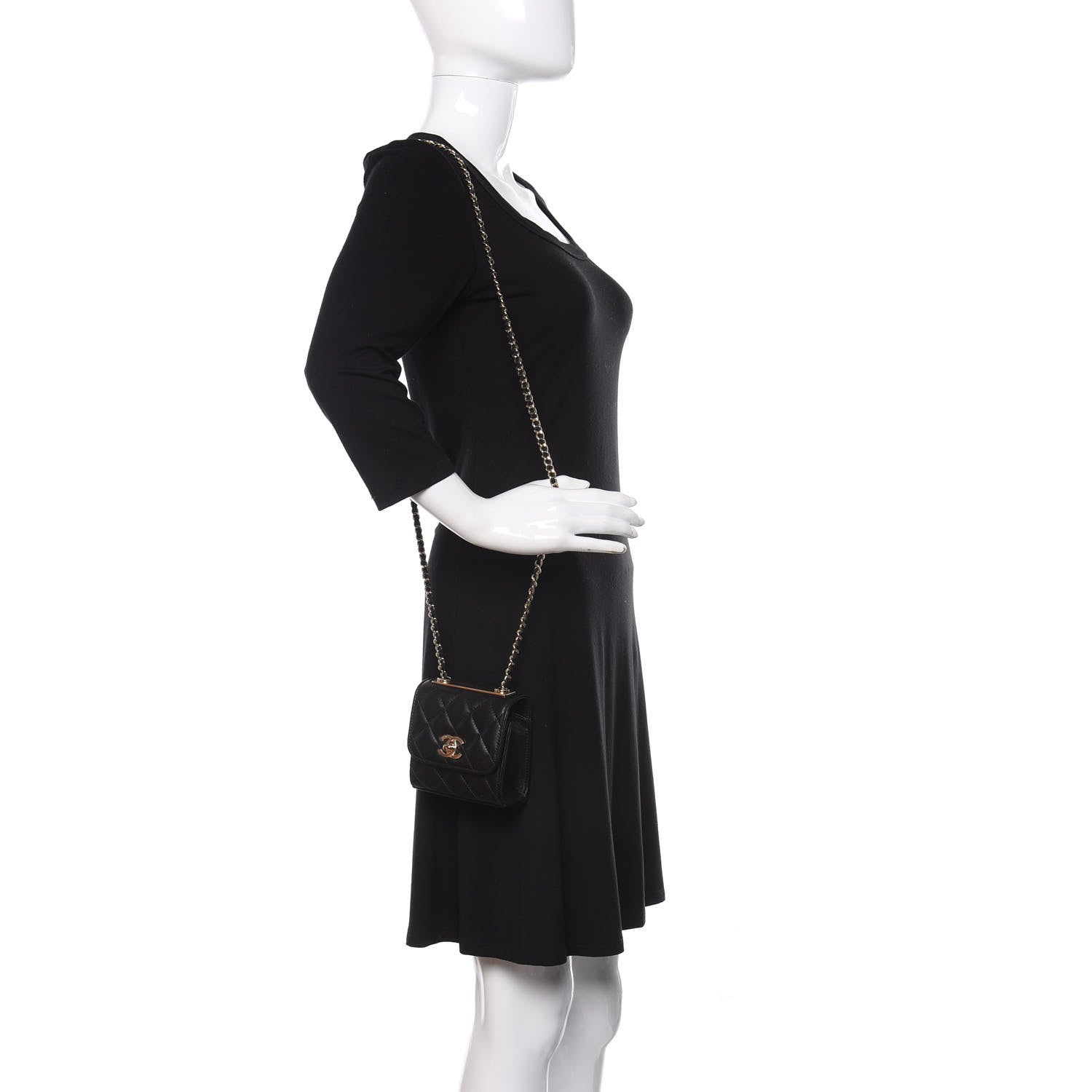 Chanel Lambskin Quilted Mini Trendy CC Chain Wallet Black 2 of 11