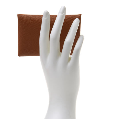 Hermes Epsom Calvi Card Case Gold 2 of 8