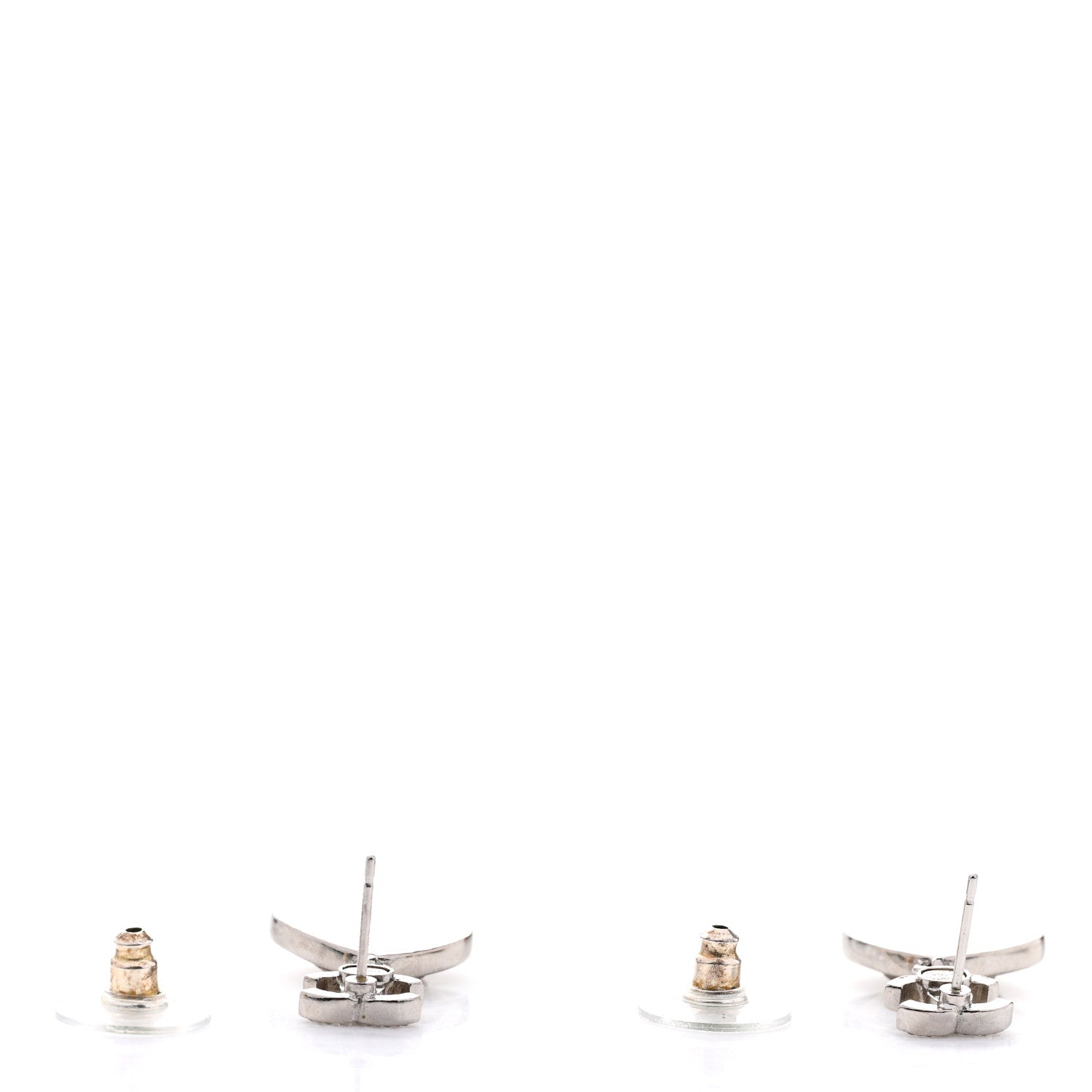 Chanel Crystal CC Drop Earrings Silver 3 of 4
