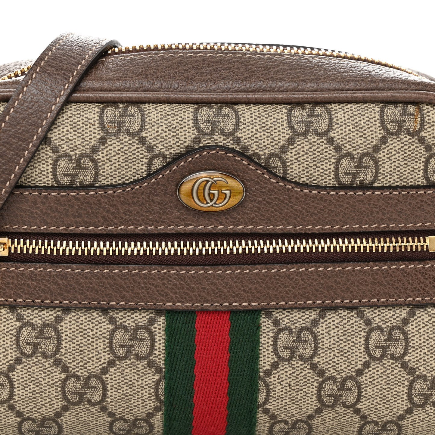 GG Supreme Monogram Web Mini Ophidia Shoulder Bag Brown