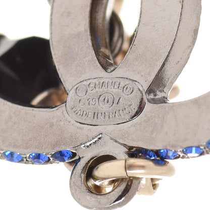 Chanel Crystal Bead CC Dangle Earrings Silver Blue Black 4 of 4