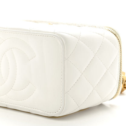 Chanel Lambskin Quilted Pearl Crush Small Vanity Case With Chain White 10 of 10