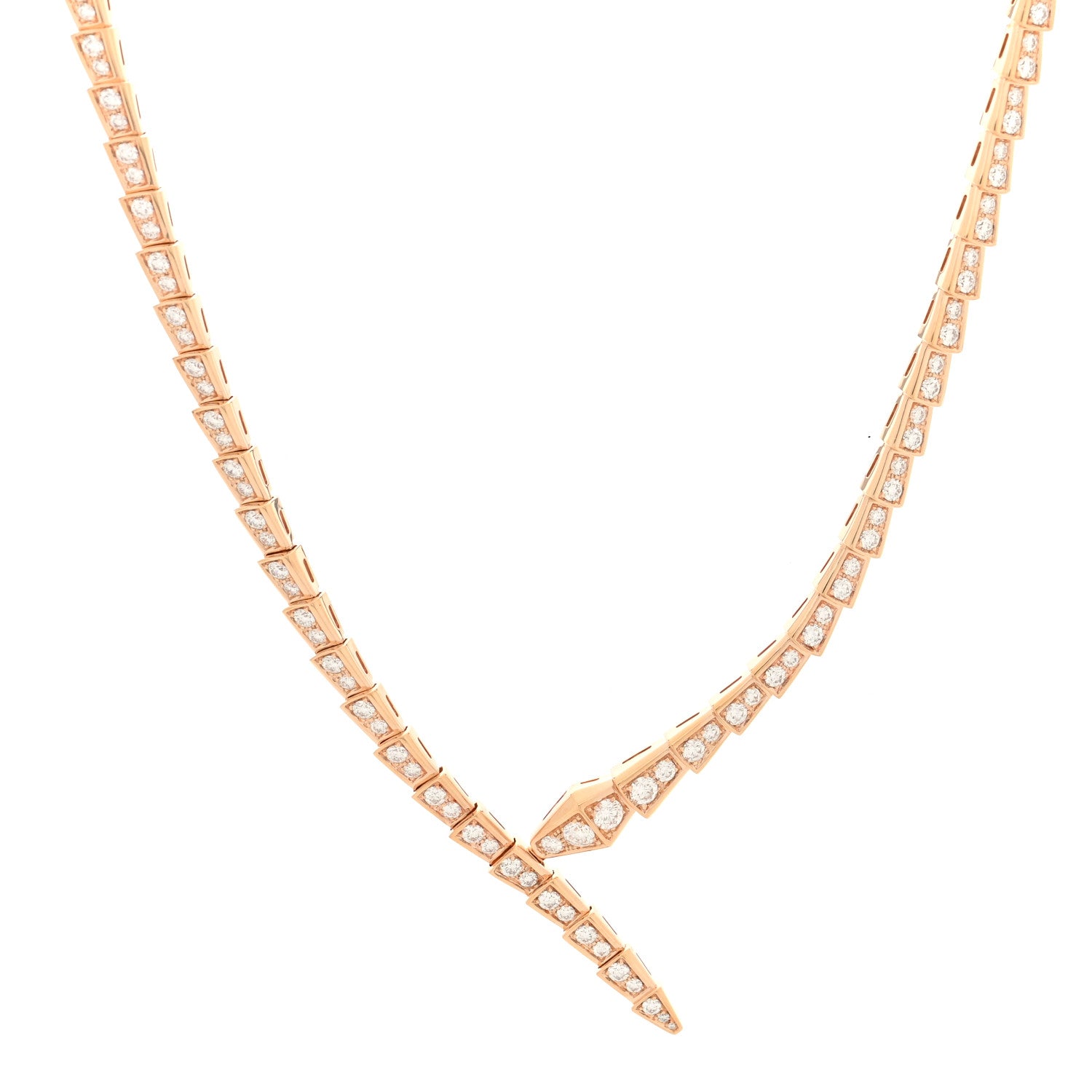 Bulgari 18K Rose Gold Diamond Serpenti Viper Full Pave Choker Necklace 1 of 6