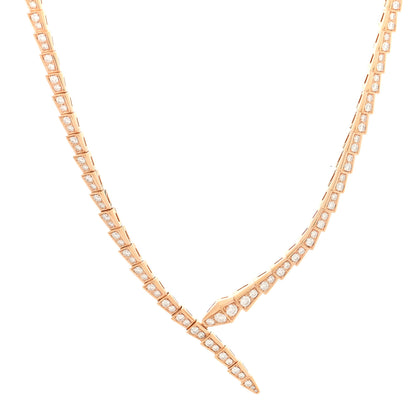 Bulgari 18K Rose Gold Diamond Serpenti Viper Full Pave Choker Necklace 1 of 6