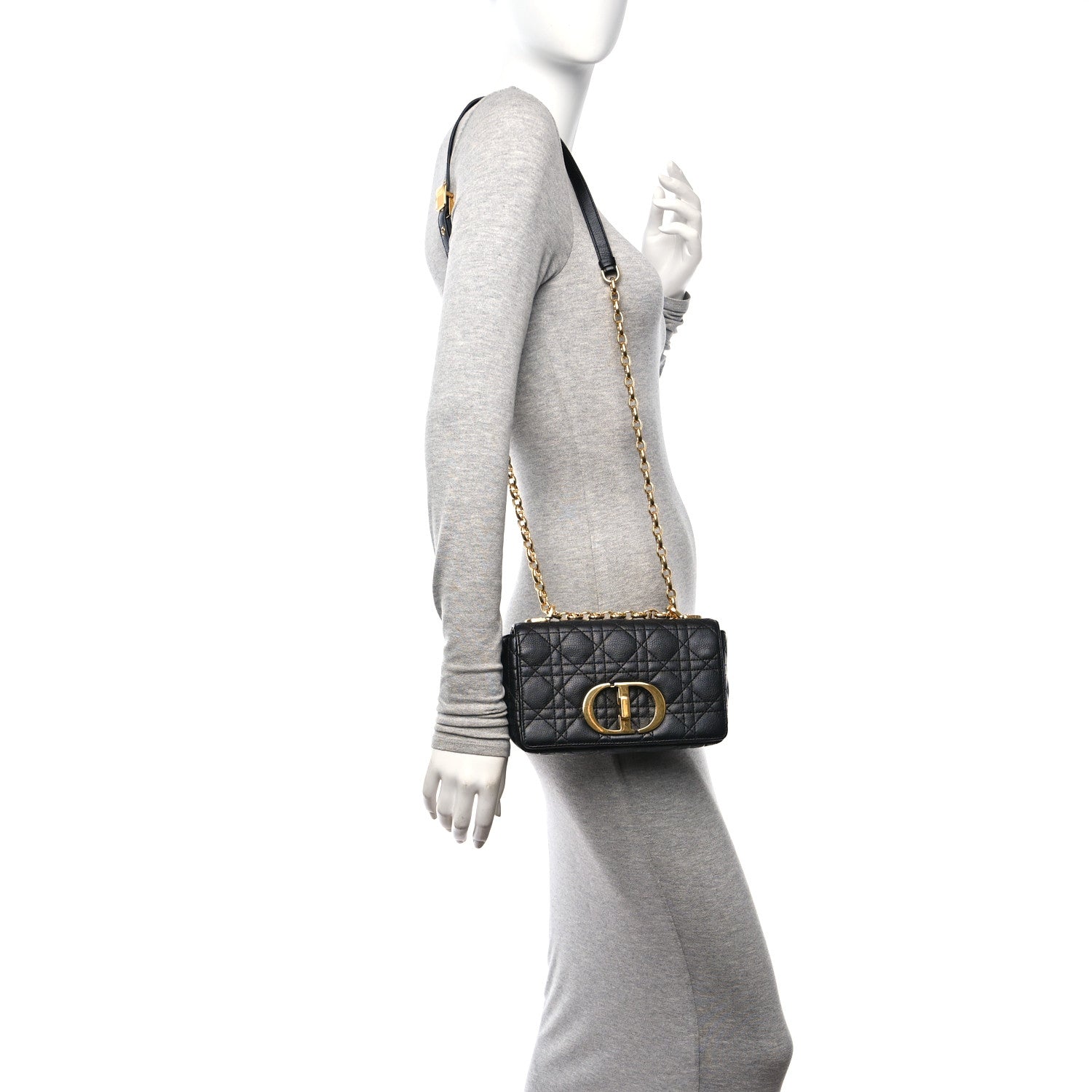 Christian Dior Calfskin Cannage Small Caro Bag Black 2 of 10