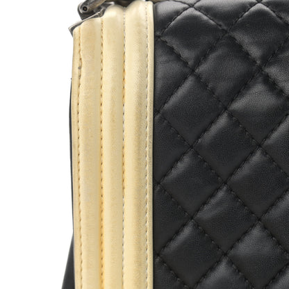 Chanel Lambskin Quilted Large Boy Flap Black White 19 of 20