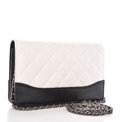 Chanel Aged Calfskin Quilted Gabrielle Wallet On Chain WOC White Black 3 of 9