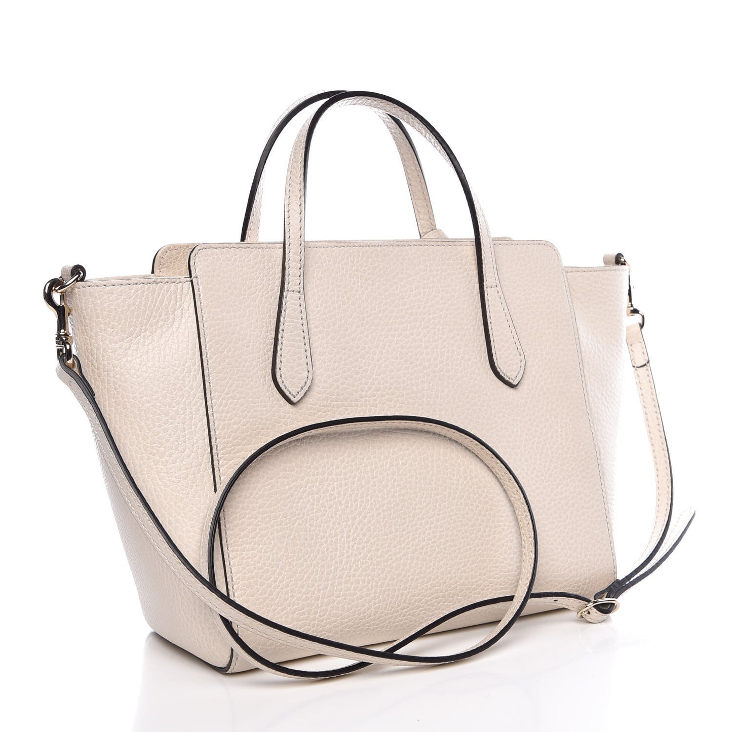 Dollar Calfskin Mini Swing Top Handle Bag Mystic White