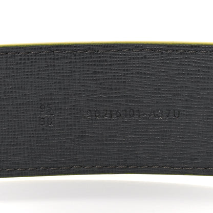 Fendi Vitello Century Elite Enamel FF Buckle Belt 95 38 Black Giallo Fluo 4 of 8