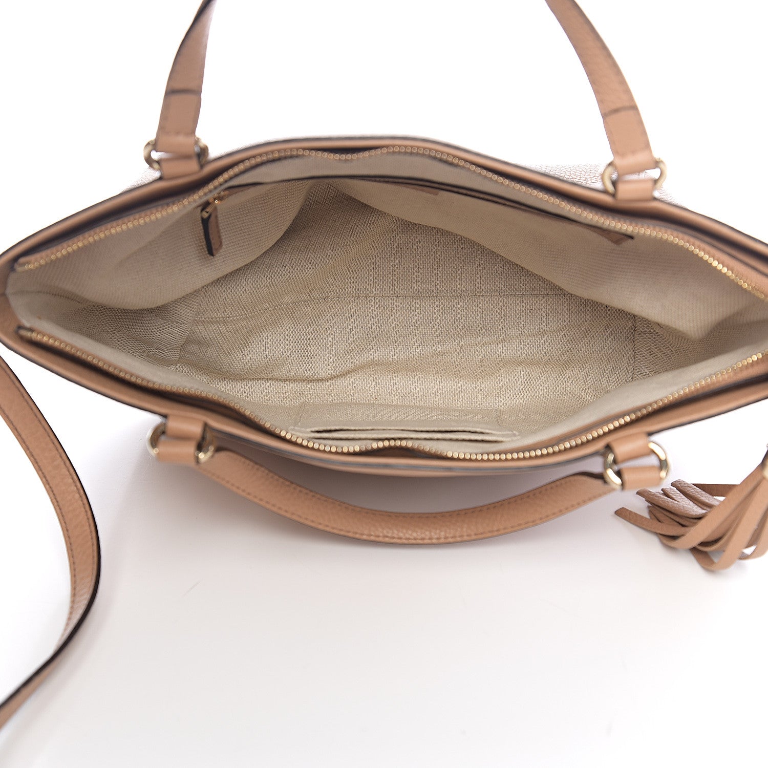 Gucci Pebbled Calfskin Small Soho Top Handle Bag Camelia 4 of 9