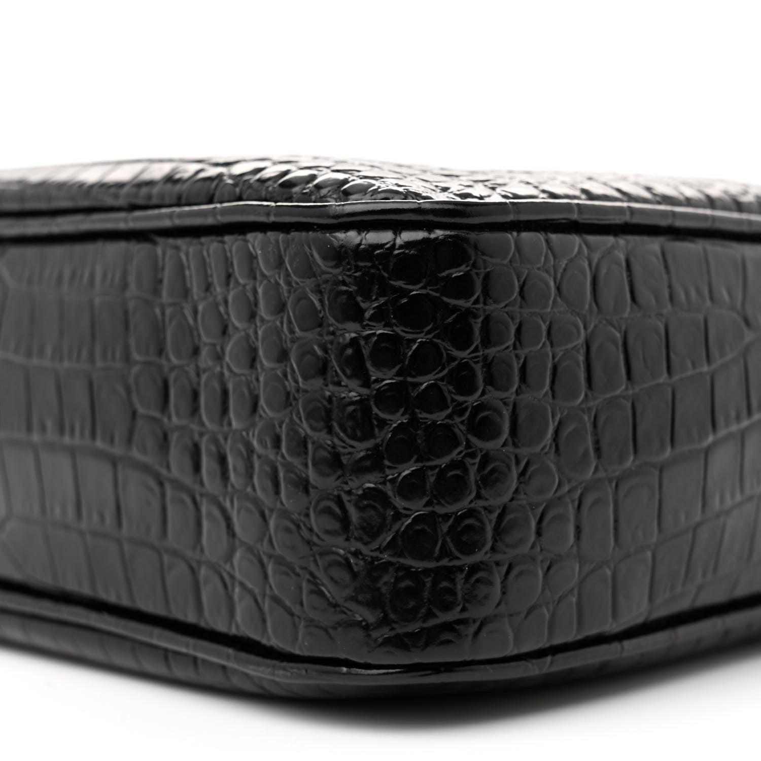 Saint Laurent Patent Calfskin Crocodile Embossed Monogram Lou Camera Bag Black 10 of 12