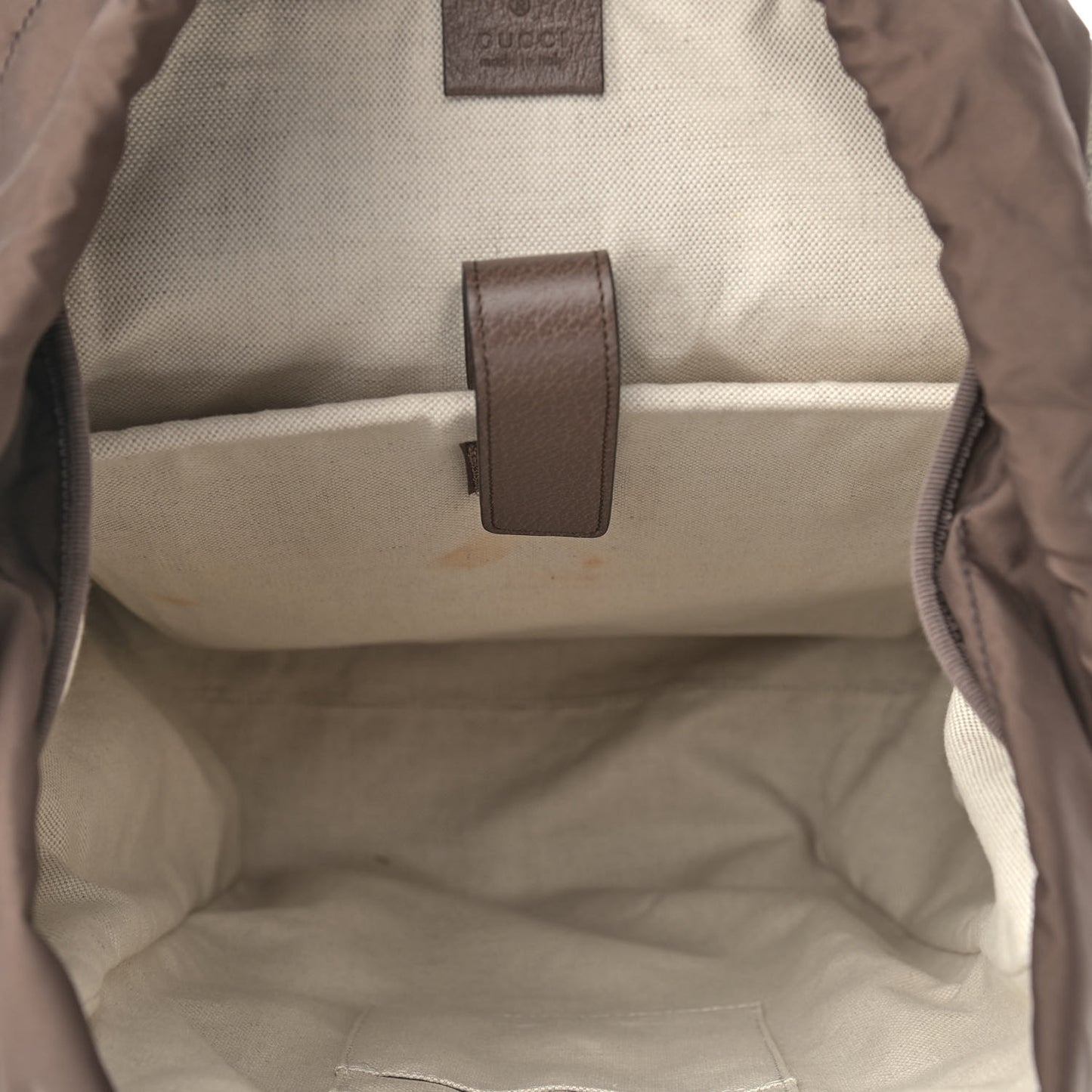 GG Supreme Monogram Medium Ophidia Double Buckle Backpack Brown