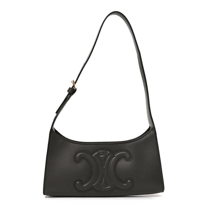 Celine Smooth Calfskin Cuir Triomphe Shoulder Bag Dark Army 1 of 9