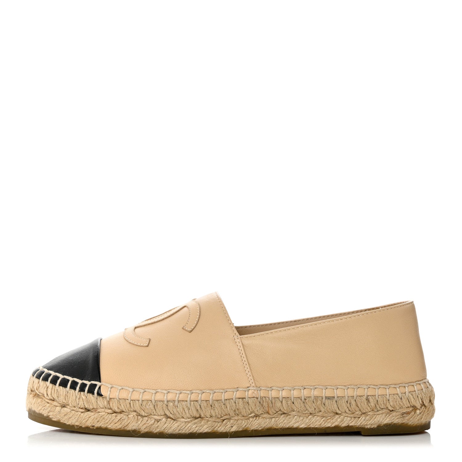 Chanel Lambskin CC Espadrilles 36 Beige Black 1 of 9
