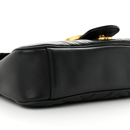 Gucci Calfskin Matelasse Medium GG Marmont Shoulder Bag Black 9 of 10