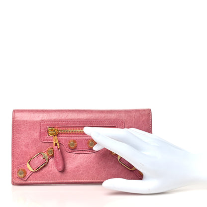 Balenciaga Agneau Giant 12 Gold Hardware Money Wallet Pink 2 of 7