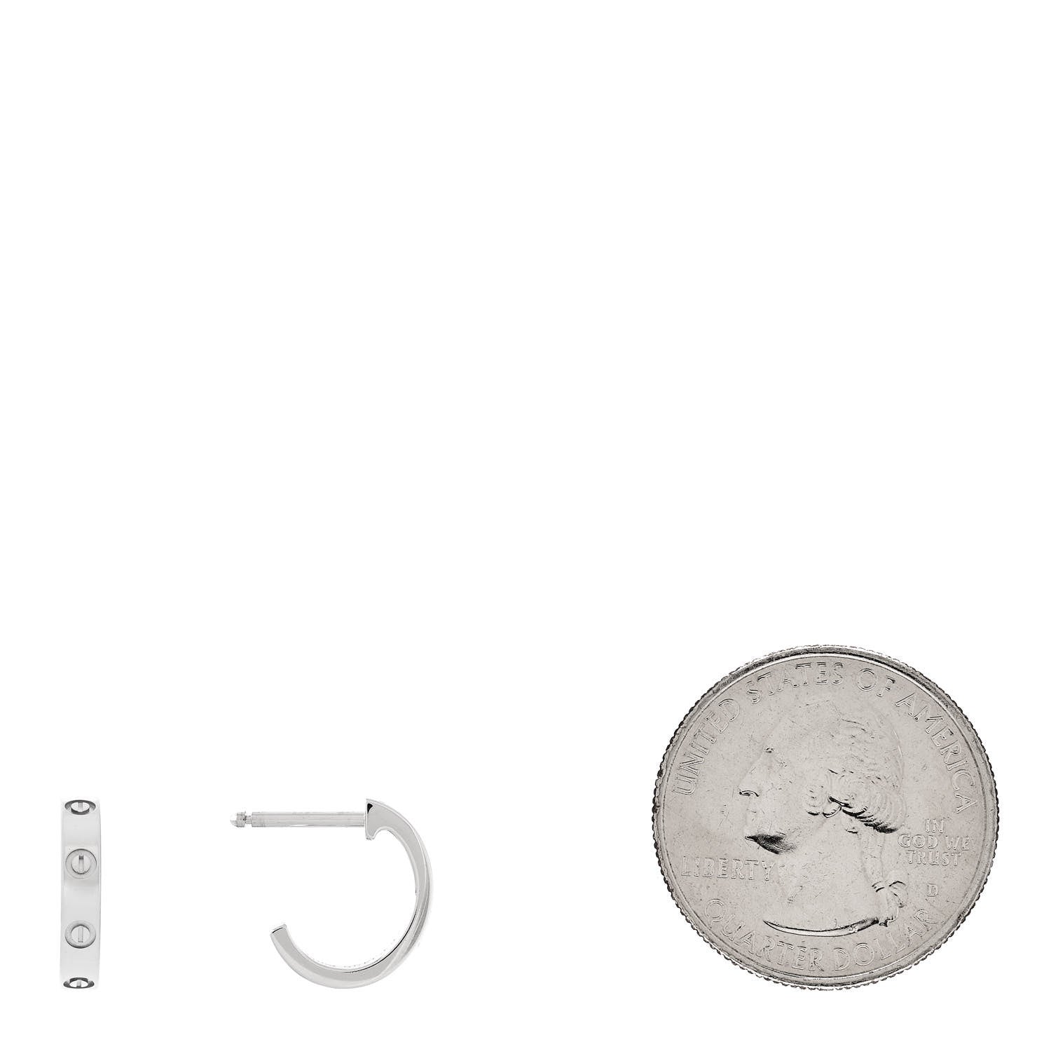Cartier 18K White Gold Small LOVE Hoop Earrings 2 of 6