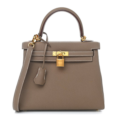 Hermes Togo Kelly Retourne 25 Etoupe 1 of 11