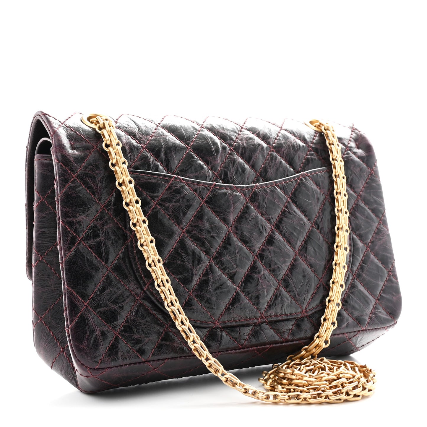 Aged Calfskin Quilted 2.55 Reissue 225 Flap Dark Burgundy
