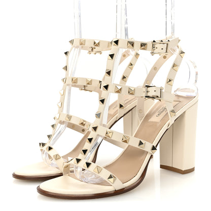Valentino Garavani Calfskin Rockstud 90mm City Sandals 40 Ivory 4 of 9