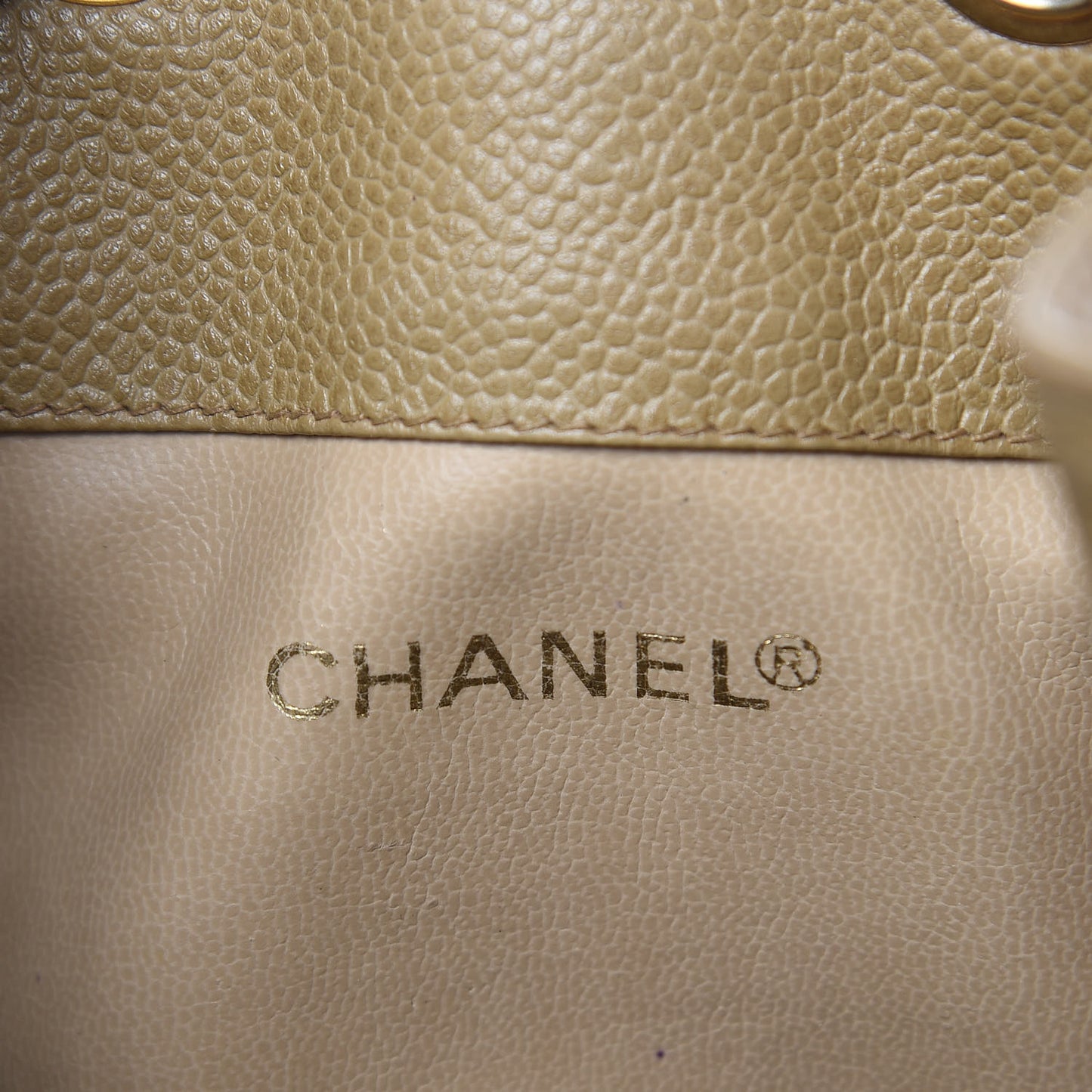 Caviar CC Drawstring Shoulder Bag Beige