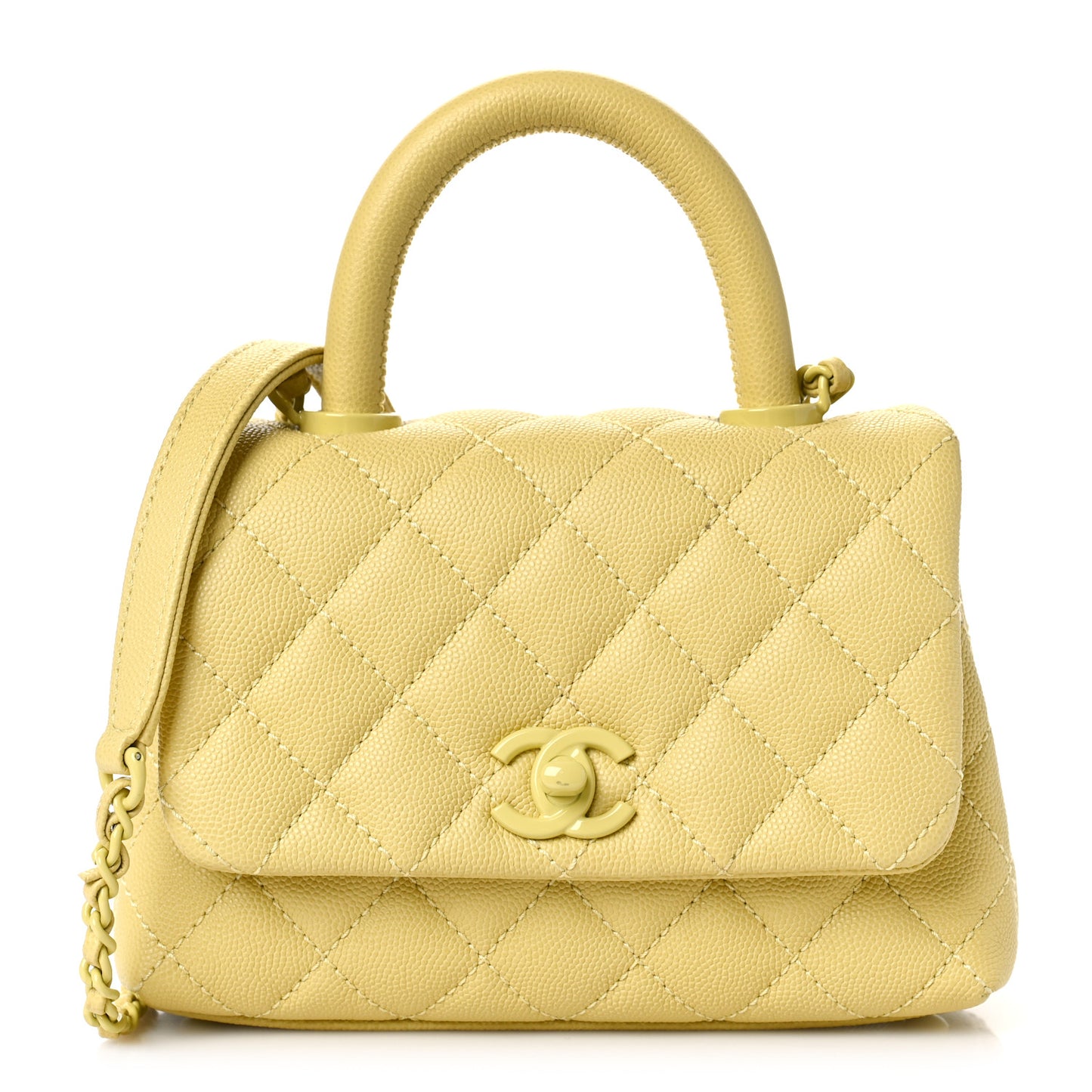 Caviar Quilted Incognito Extra Mini Coco Handle Flap Light Yellow