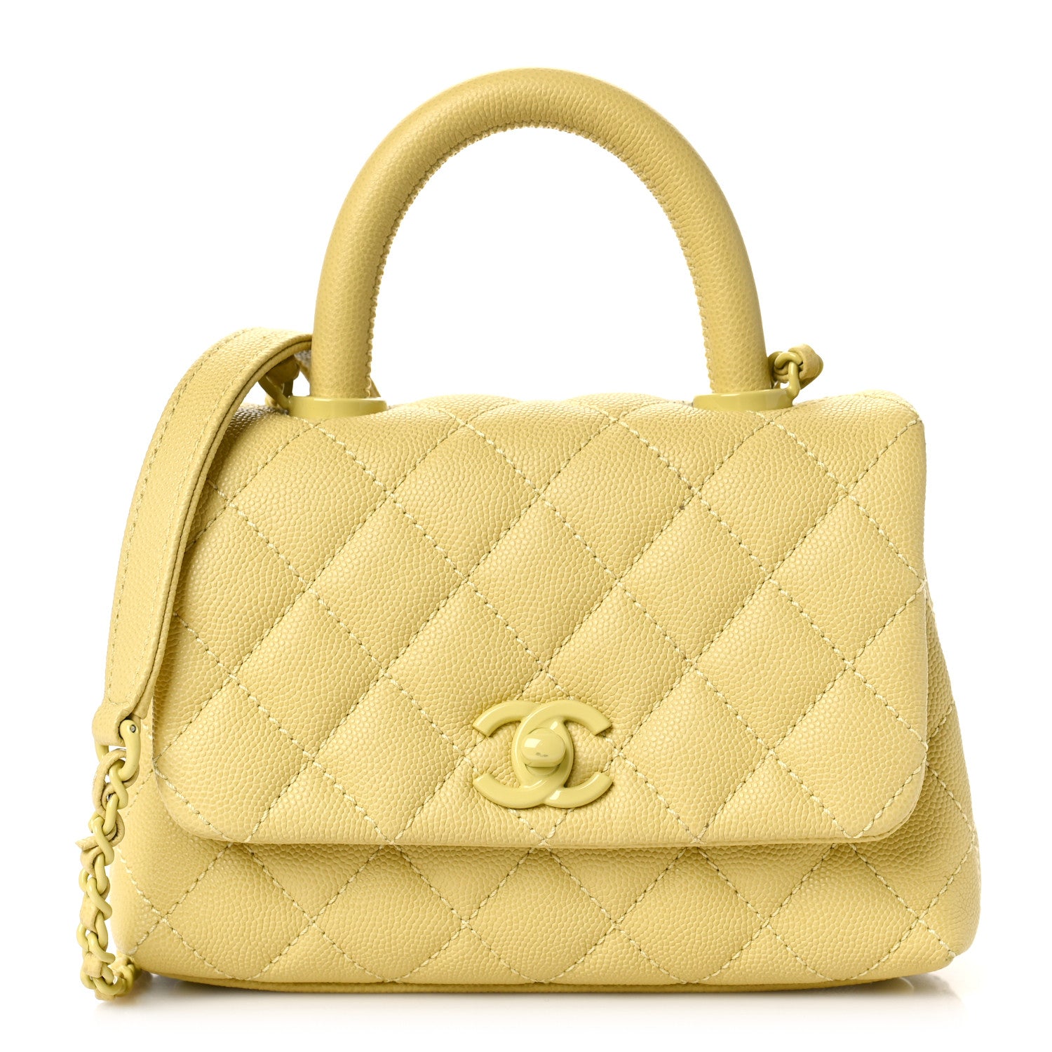 Chanel Caviar Quilted Incognito Extra Mini Coco Handle Flap Light Yellow 1 of 10
