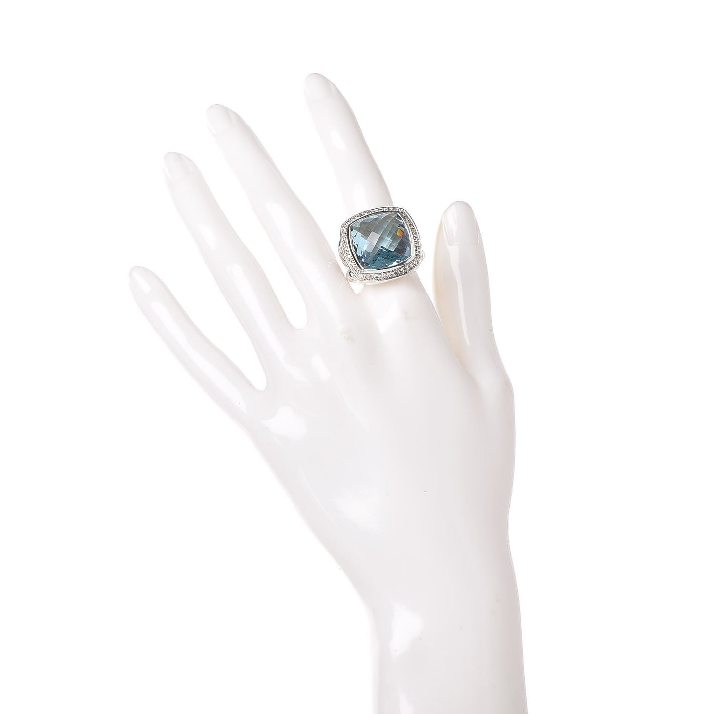 Sterling Silver Diamond Blue Topaz 17mm Albion Ring 52 6