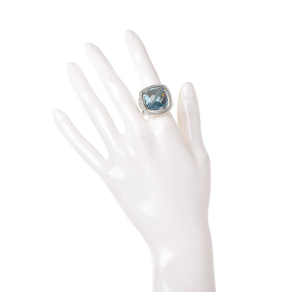 David Yurman Sterling Silver Diamond Blue Topaz 17mm Albion Ring 52 6 2 of 6