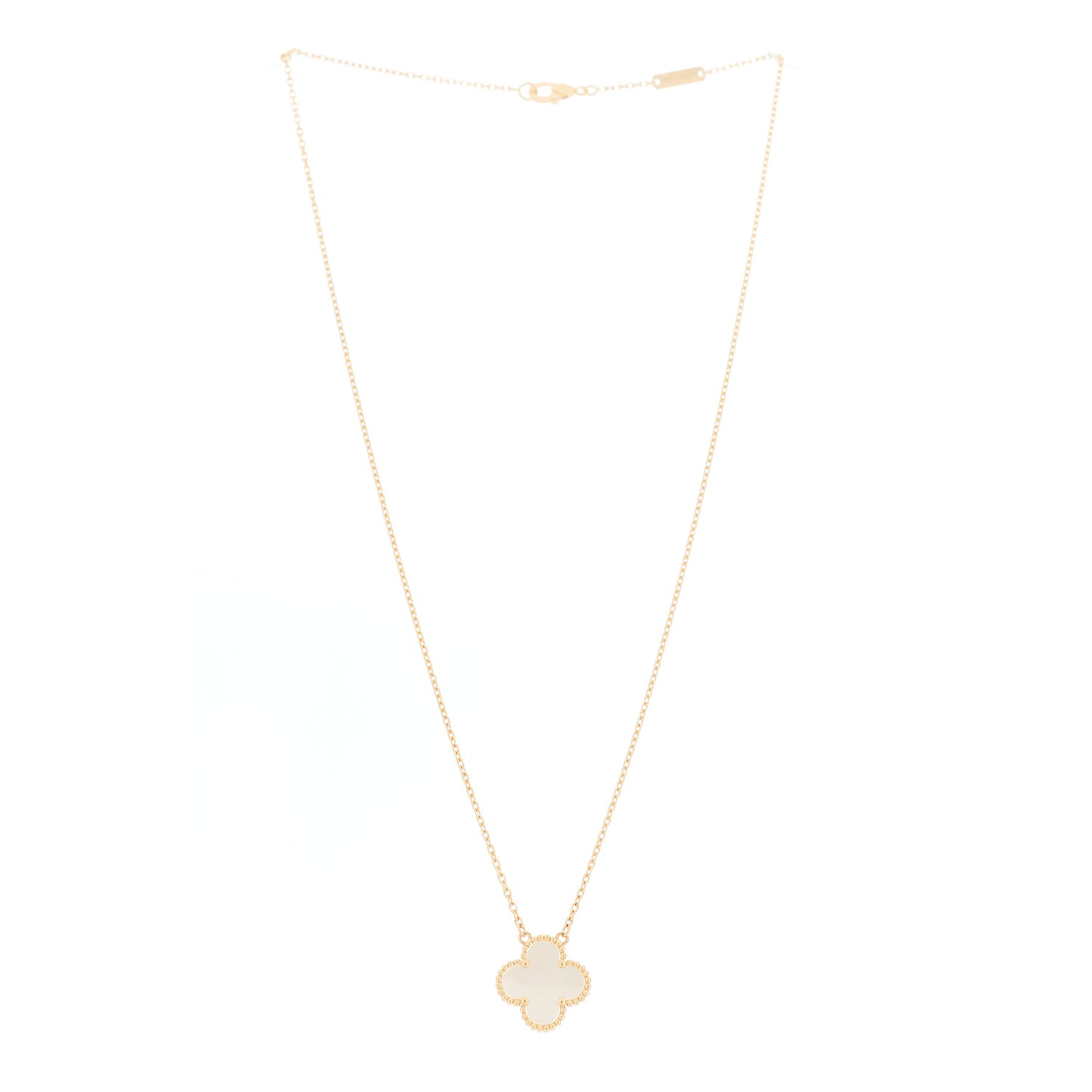 18K Yellow Gold Mother of Pearl Vintage Alhambra Pendant Necklace