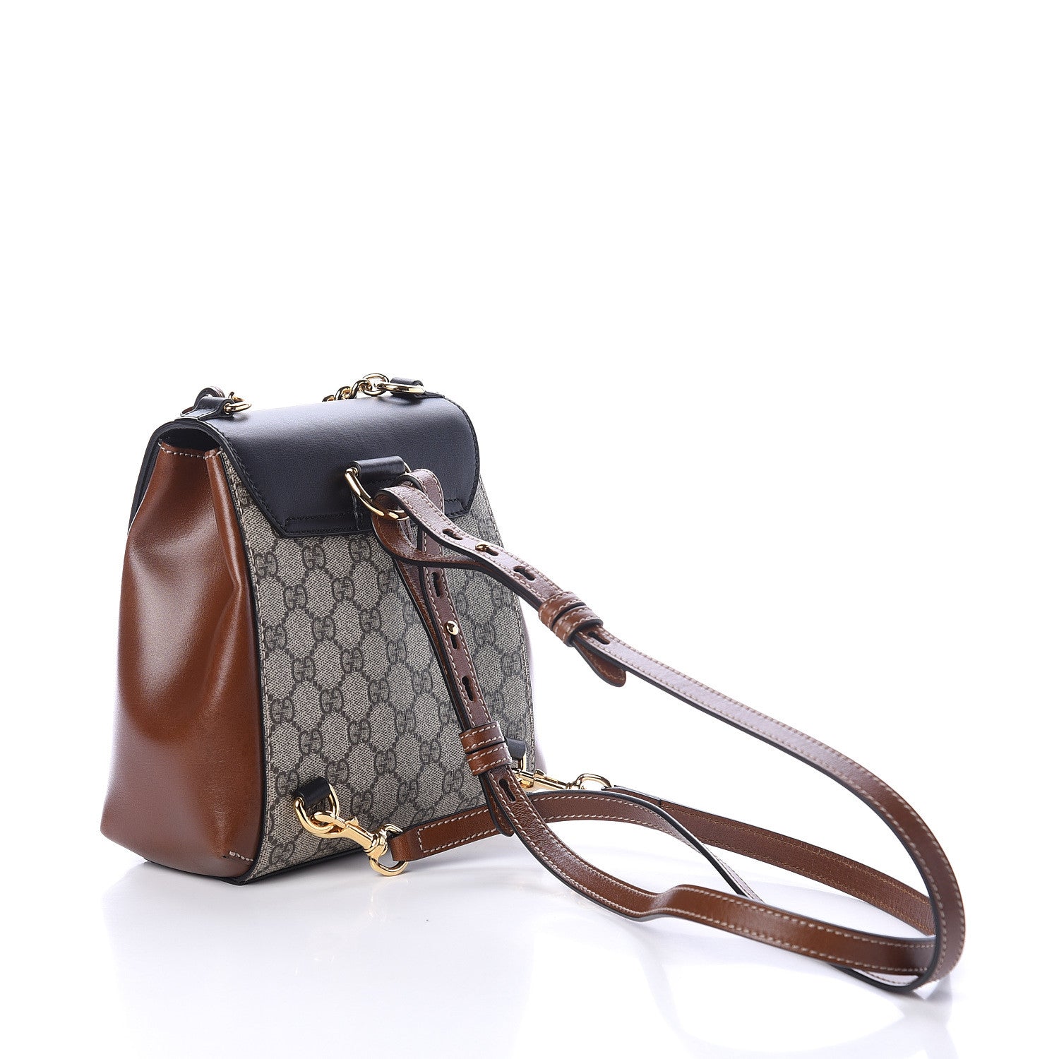 gucci padlock mini backpack Gucci GG Supreme Monogram Calfskin Padlock Backpack Beige Cuir Black 567710 – FASHIONPHILE