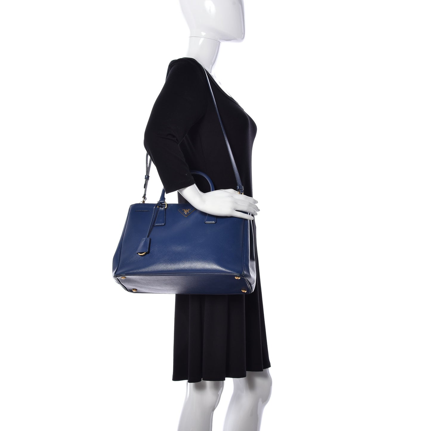 Saffiano Medium Galleria Double Zip Tote Azzurro