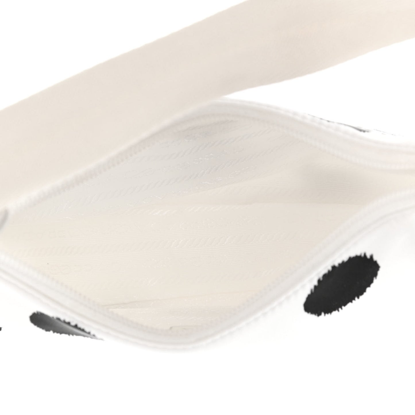 Tessuto Nylon Polka-Dot Mini Re-Edition 2000 Bag White Black