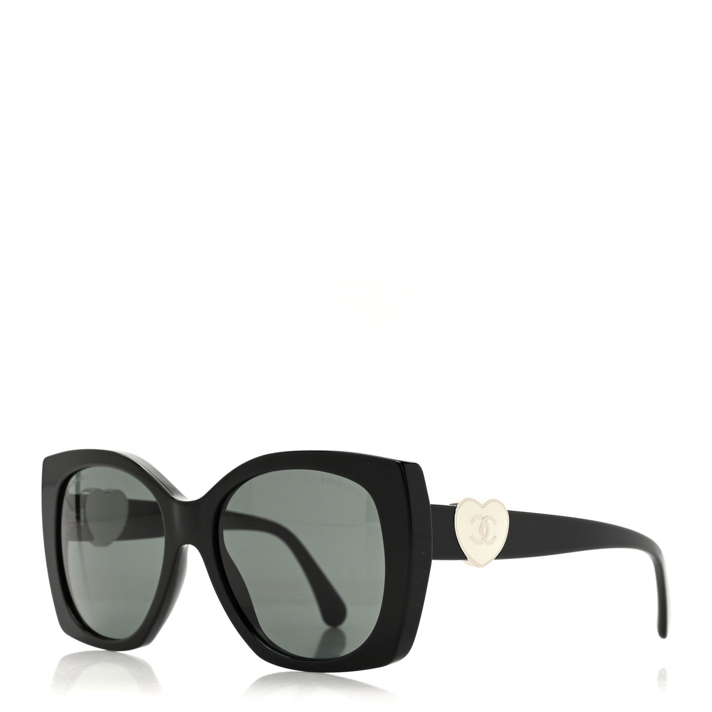 Acetate Square CC Heart Sunglasses 5519 Black
