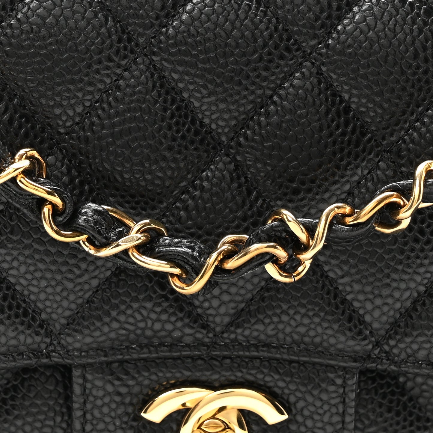 Caviar Quilted Medium Double Flap Black