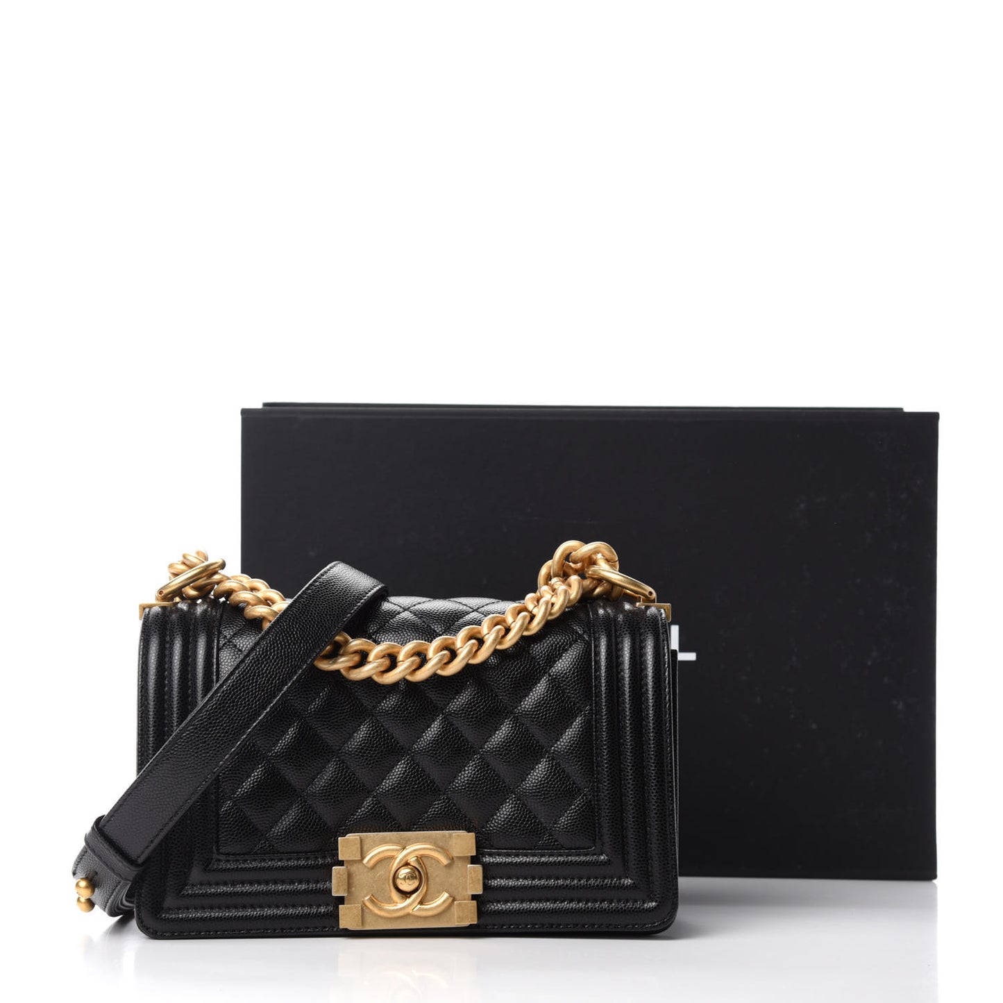 Caviar Quilted Small Boy Flap Black