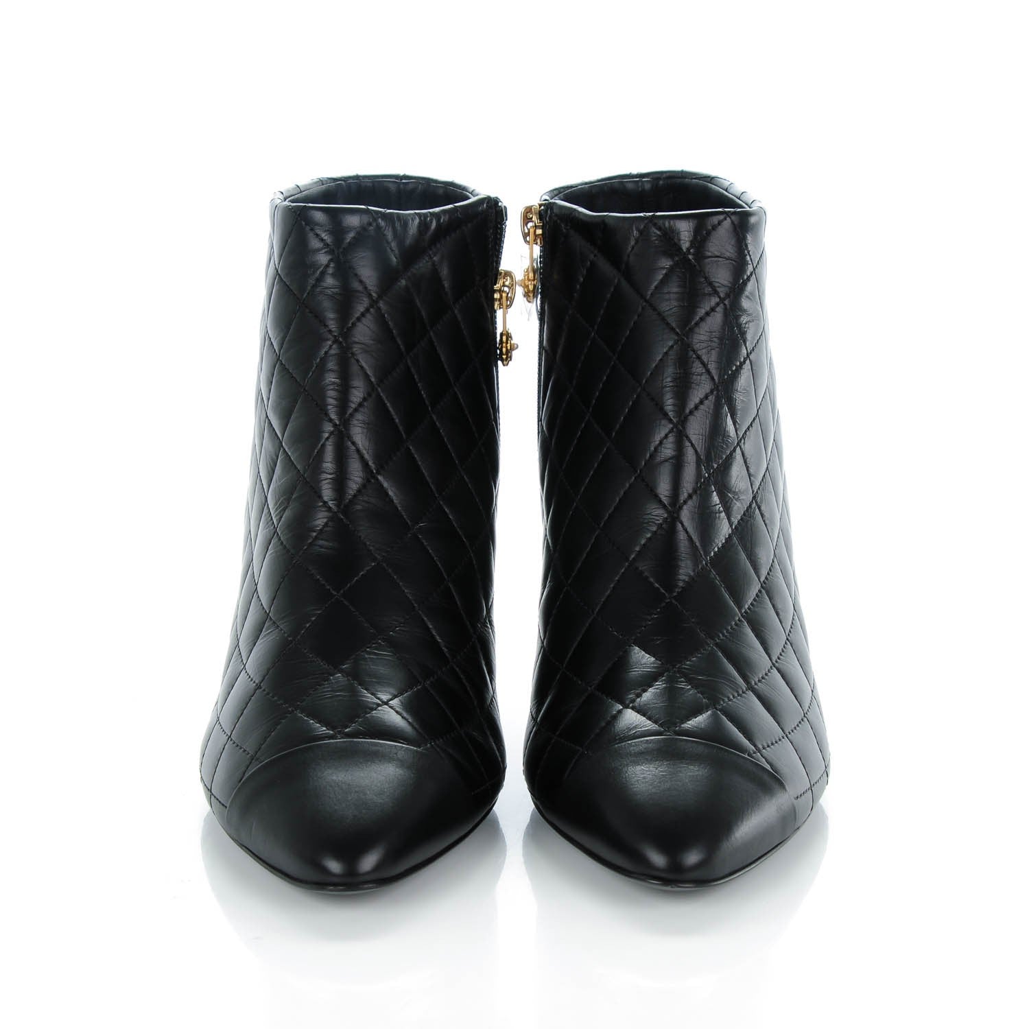 Chanel Calfskin Quilted Cap Toe Short Boots 41 Black 2 of 8