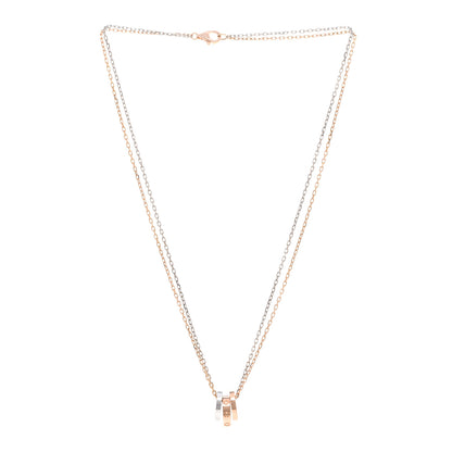 Cartier 18K White Pink Gold Diamond Three Ring LOVE Pendant Necklace 3 of 5