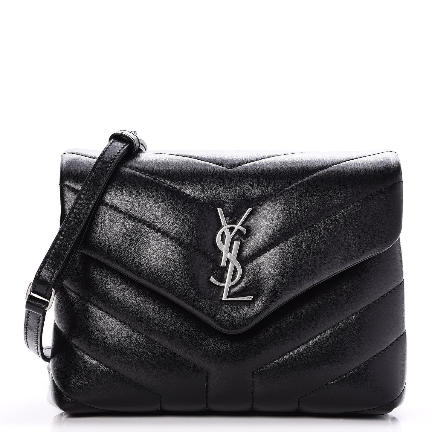 Calfskin Y Quilted Monogram Toy Loulou Crossbody Bag Black