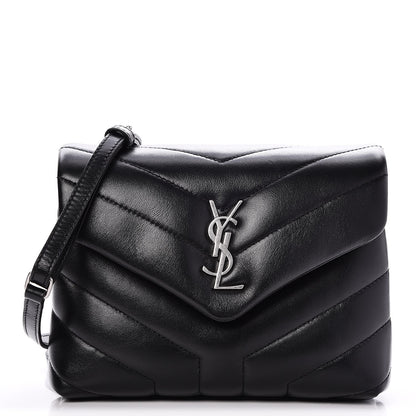 Saint Laurent Calfskin Y Quilted Monogram Toy Loulou Crossbody Bag Black 1 of 8