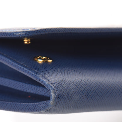 Prada Saffiano Metal Continental Flap Travel Wallet Bluette 9 of 11
