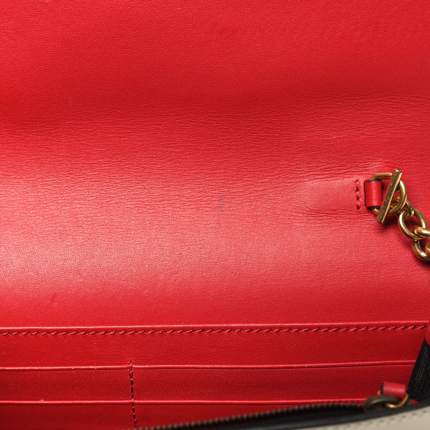 Calfskin Queen Margaret Chain Wallet Blue Agata Hibiscus Red Mystic White