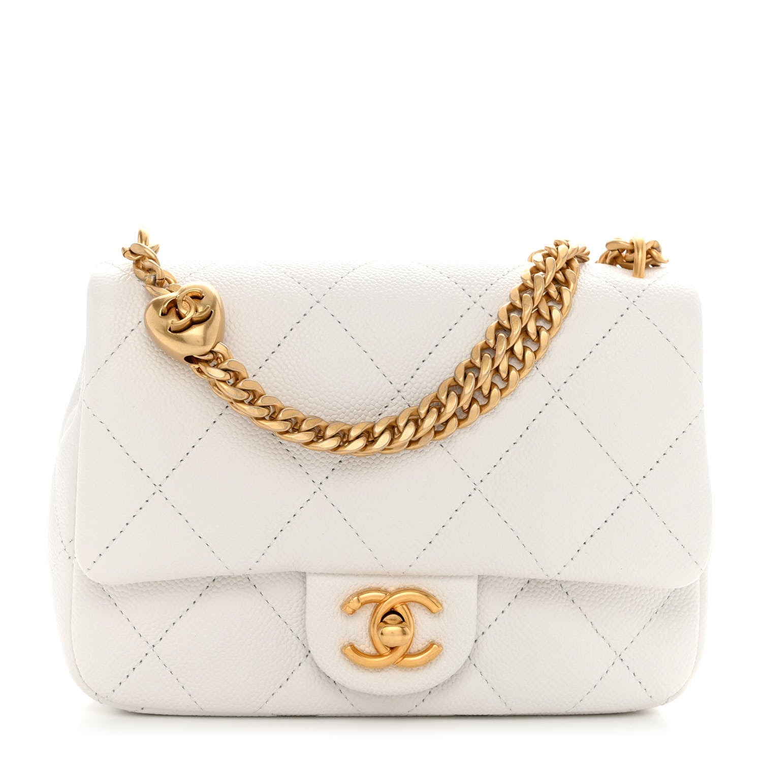 Chanel Caviar Quilted Mini Sweetheart Flap White 1 of 10