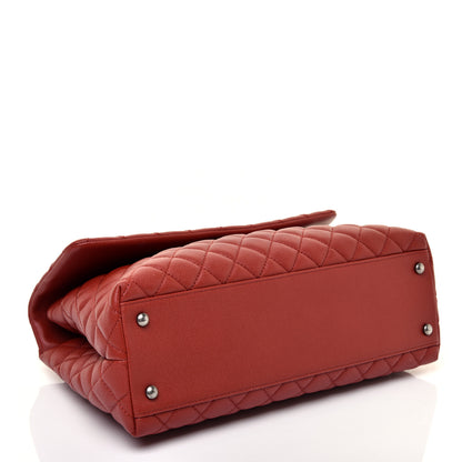 Chanel Caviar Quilted Medium Coco Handle Flap Dark Red 4 of 11