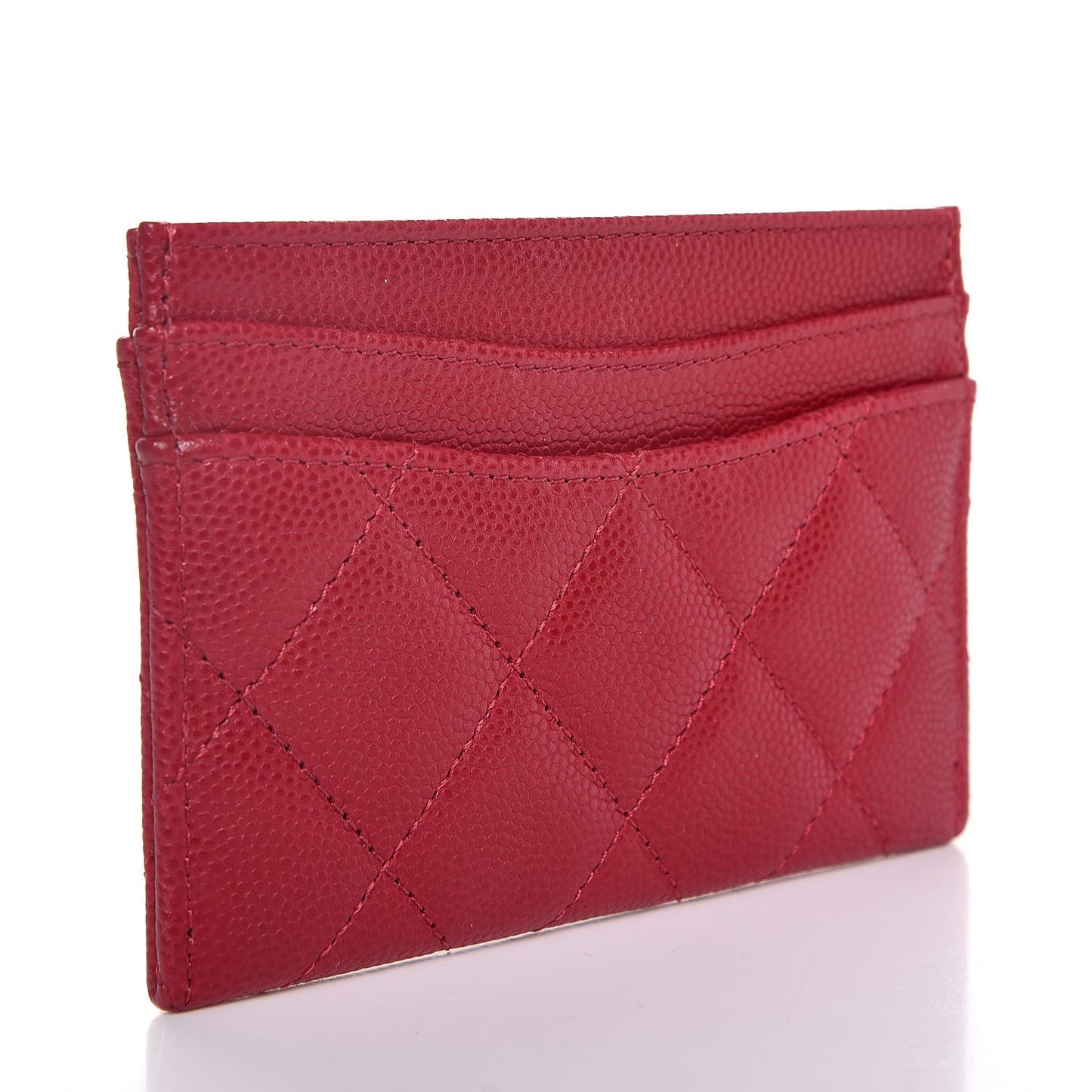 Caviar Quilted Card Holder Red