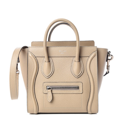 Celine Drummed Calfskin Nano Luggage Dune 1 of 12