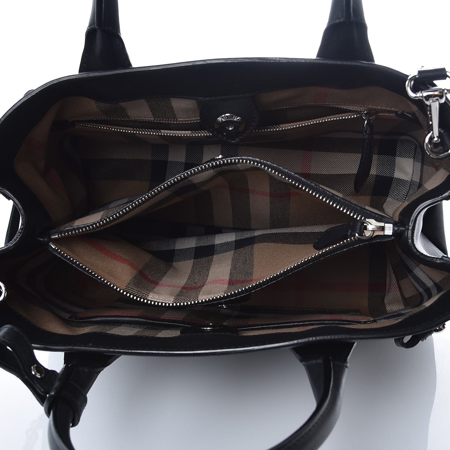 Smooth Calfskin Medium Chain Banner Tote Black
