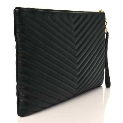 Saint Laurent Calfskin Matelasse Chevron Monogram Document Holder Black 3 of 8