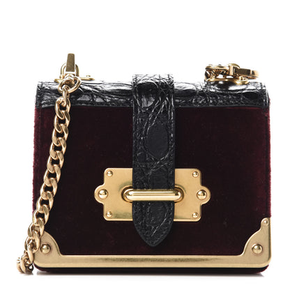 Prada Velvet Crocodile Micro Cahier Bag Ribes Black 1 of 11