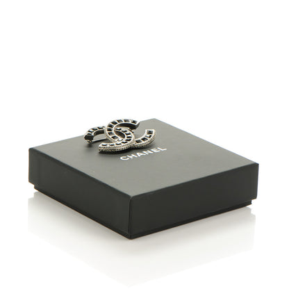 Chanel Baguette Crystal CC Brooch Silver Black 5 of 5